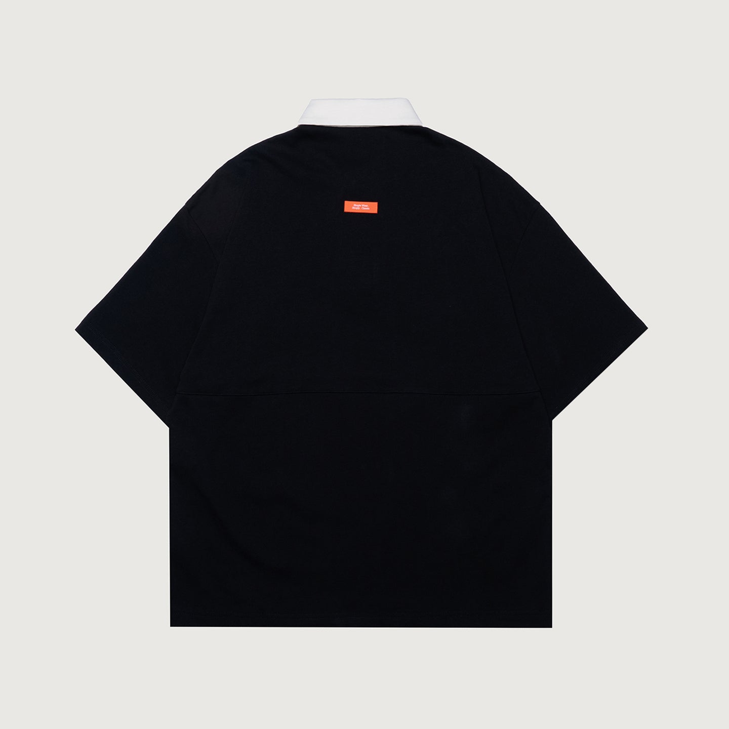 Simply . Men's White Collared Oversize Polo (Black) - Simply